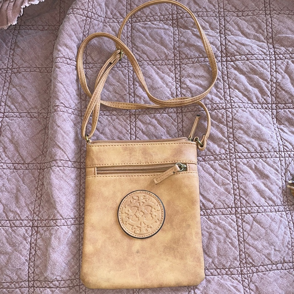 Brown Faux Leather Crossbody